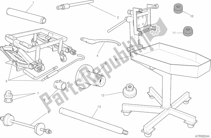 All parts for the Workshop Service Tools (frame) of the Ducati Hypermotard 950 SP 2019